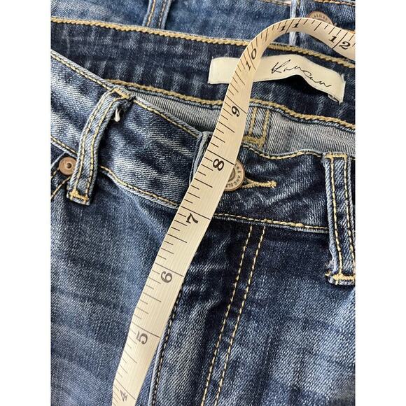 Kancan Jean Skinny Fit Dark Blue Distressed Raw Hem Stretch Jean Women's Size 25 - Picture 4 of 6